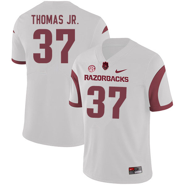 Men #37 Eric Thomas Jr. Arkansas Razorbacks College Football Jerseys Sale-White